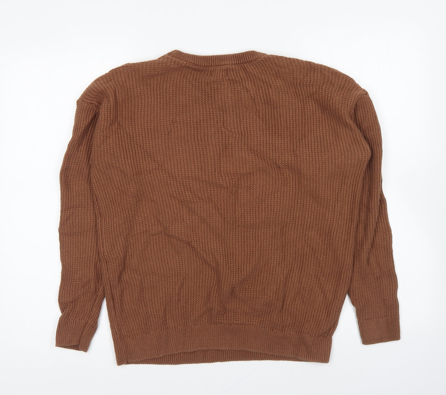 Cotton On Mens Brown Round Neck Acrylic Pullover Jumper Size M