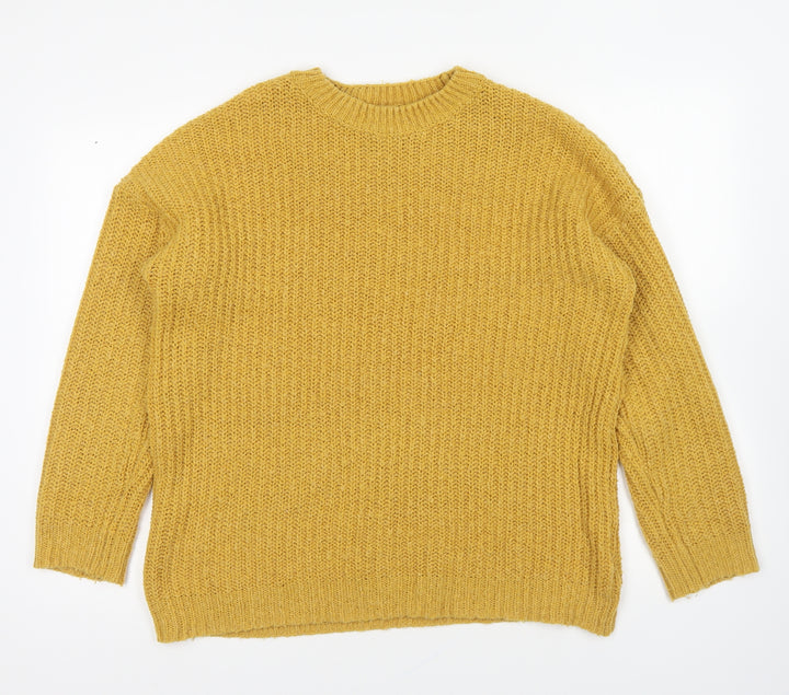 New Look Womens Yellow Round Neck Acrylic Pullover Jumper Size M