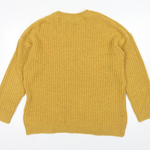 New Look Womens Yellow Round Neck Acrylic Pullover Jumper Size M