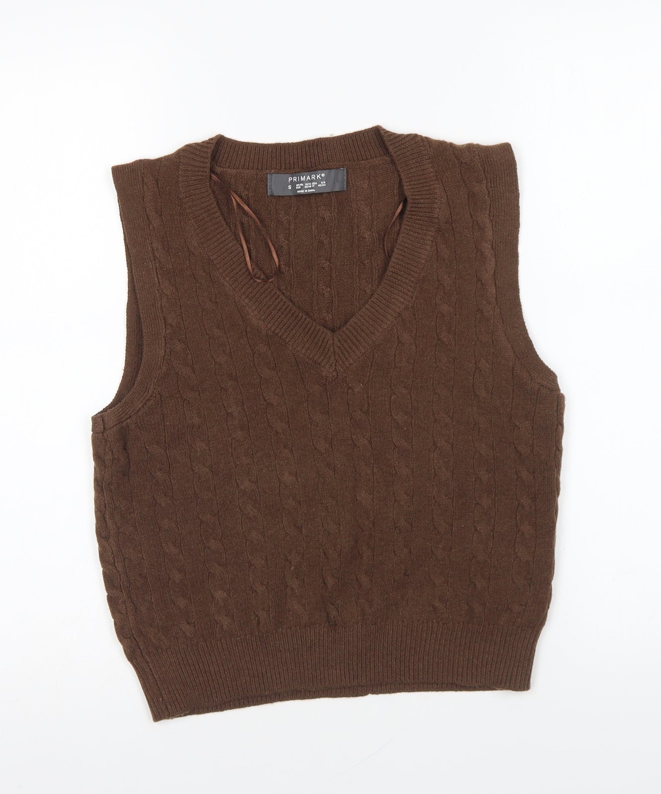 Primark Womens Brown V-Neck Polyester Vest Jumper Size S
