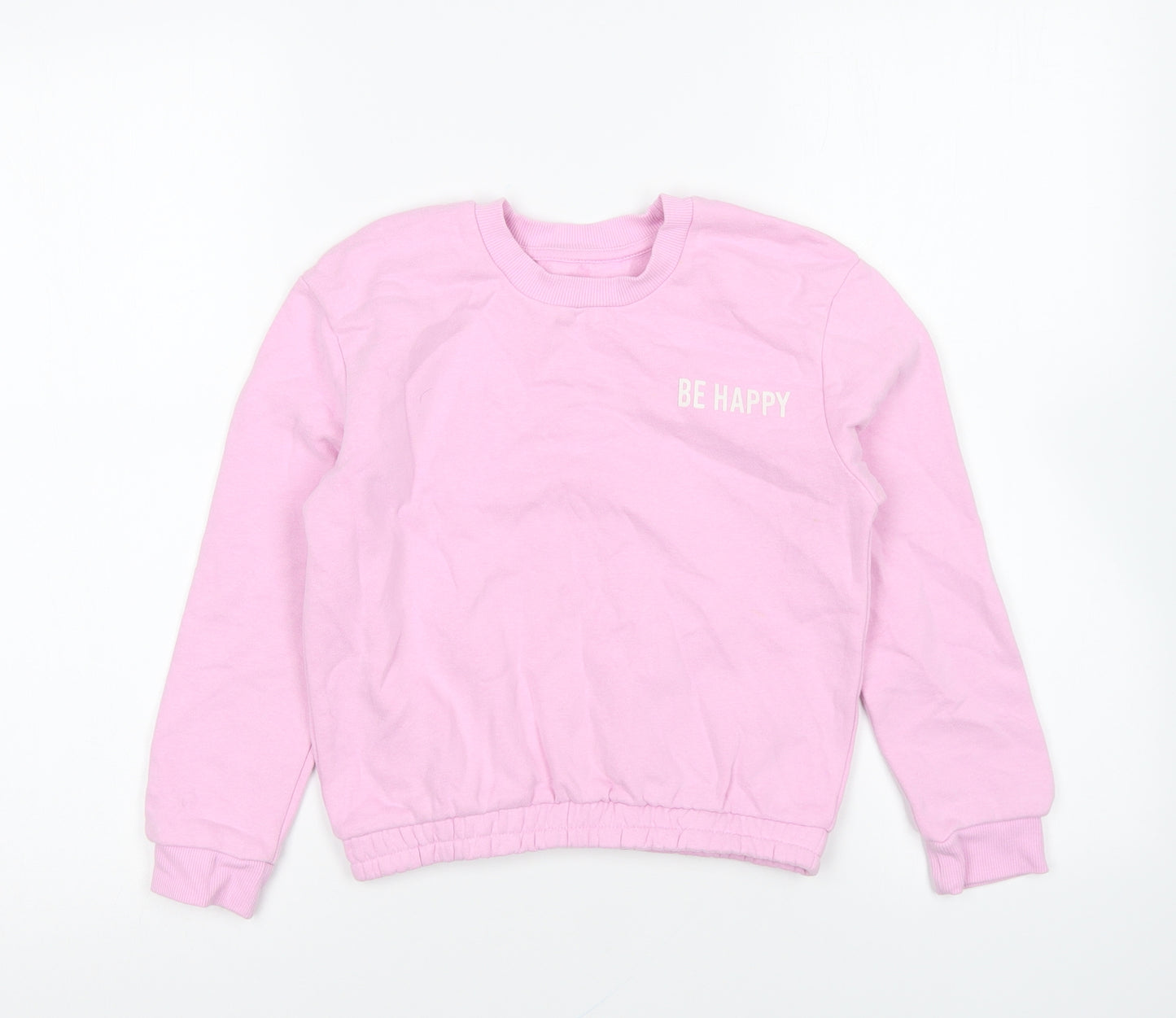 Nutmeg Girls Pink Cotton Pullover Sweatshirt Size 8-9 Years Pullover - Be Happy
