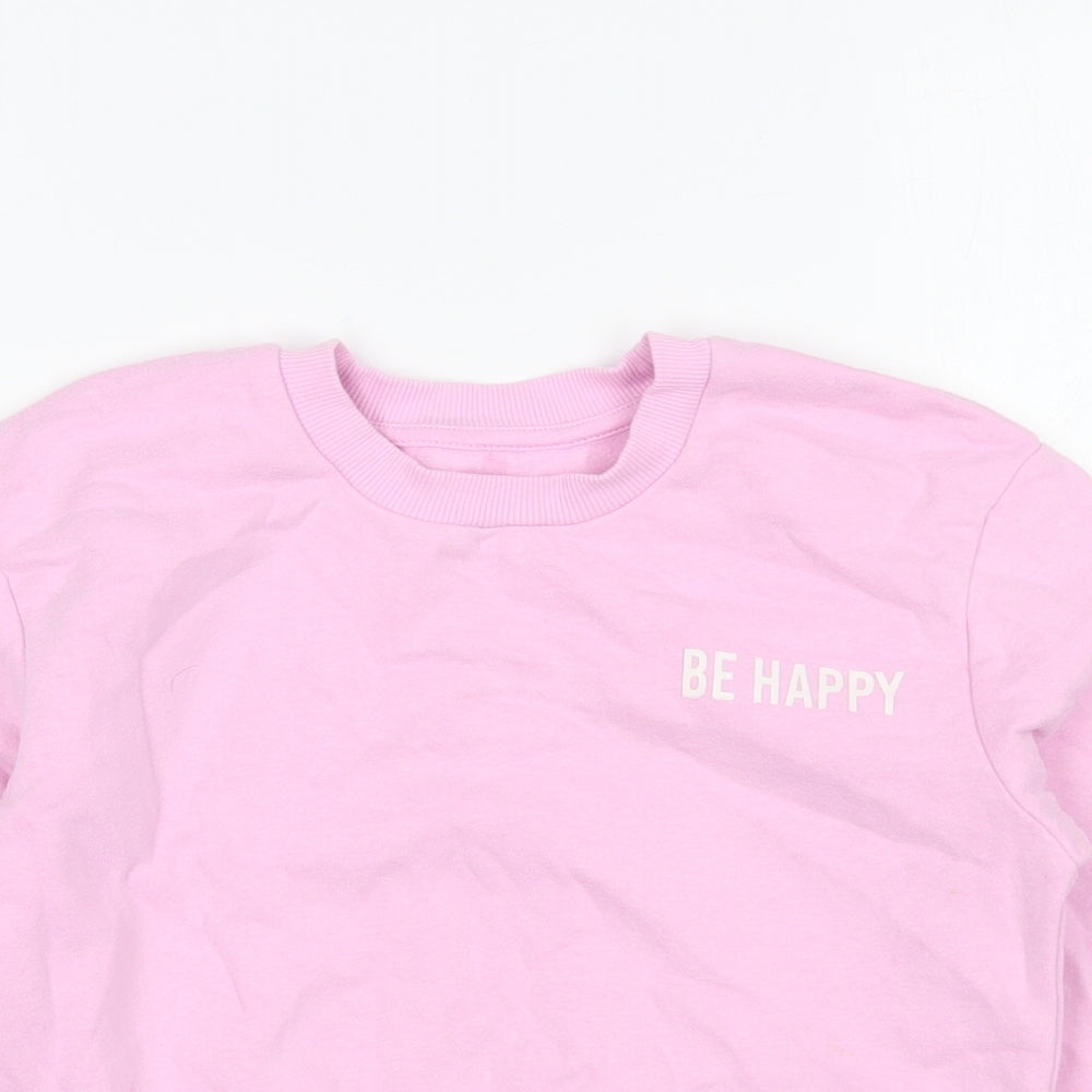 Nutmeg Girls Pink Cotton Pullover Sweatshirt Size 8-9 Years Pullover - Be Happy