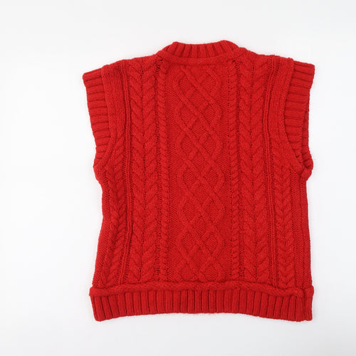 Primark Womens Red Mock Neck Acrylic Vest Jumper Size XS