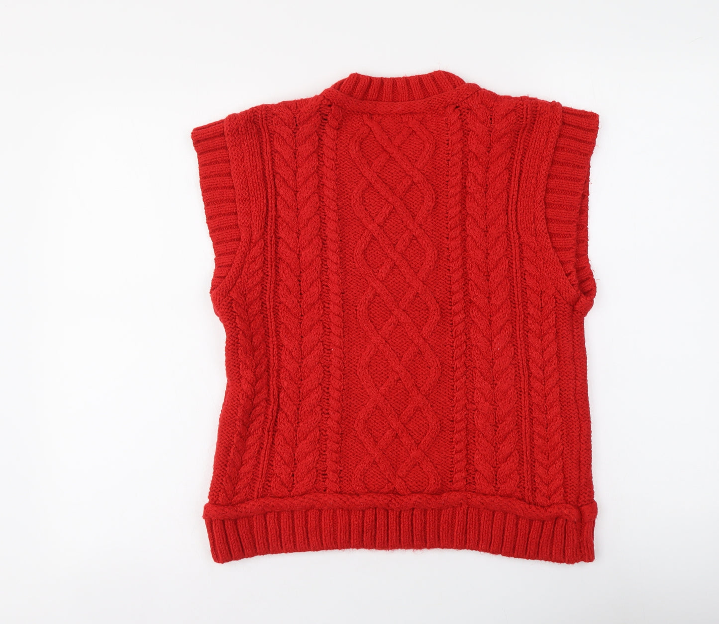 Primark Womens Red Mock Neck Acrylic Vest Jumper Size XS