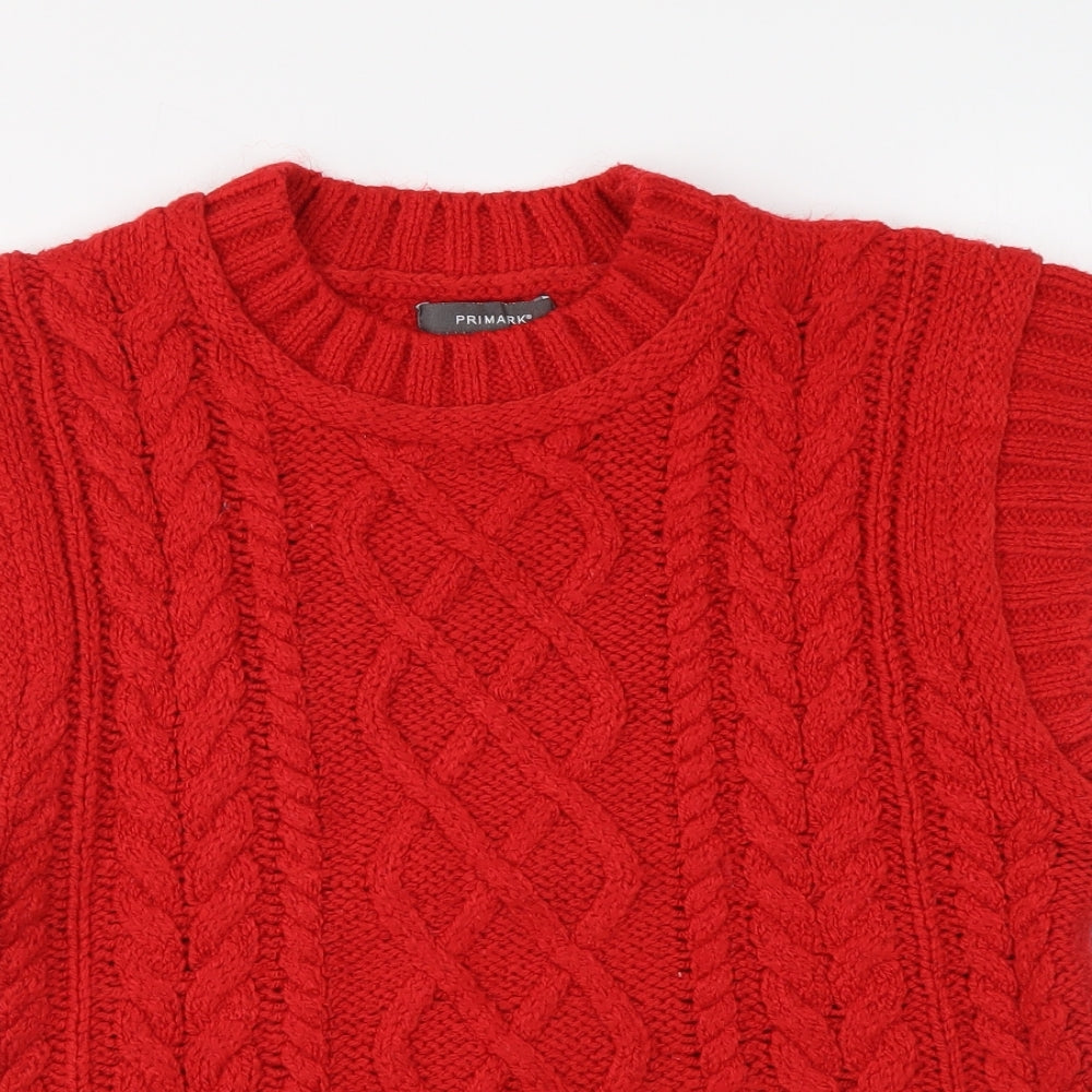 Primark Womens Red Mock Neck Acrylic Vest Jumper Size XS