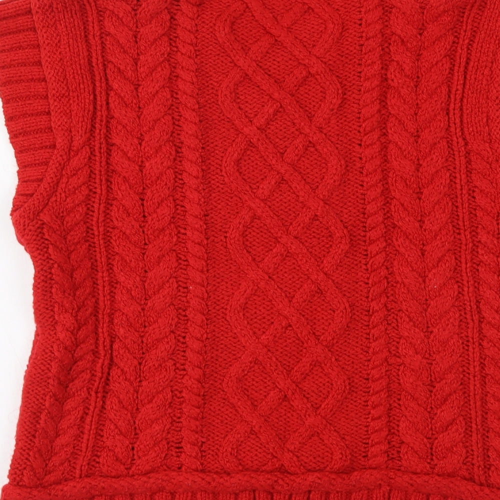 Primark Womens Red Mock Neck Acrylic Vest Jumper Size XS