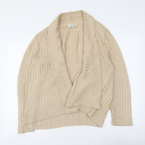 Debenhams Womens Beige V-Neck Acrylic Cardigan Jumper Size 14