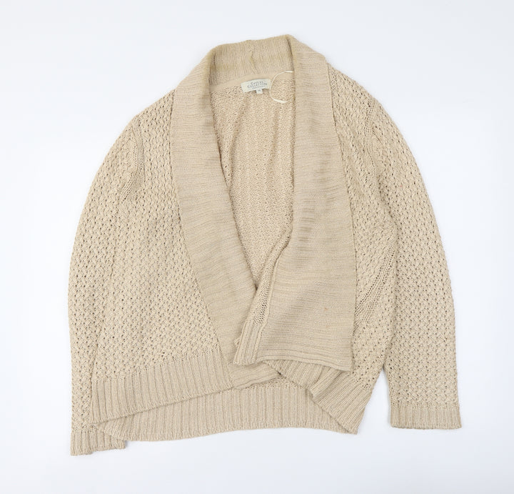 Debenhams Womens Beige V-Neck Acrylic Cardigan Jumper Size 14