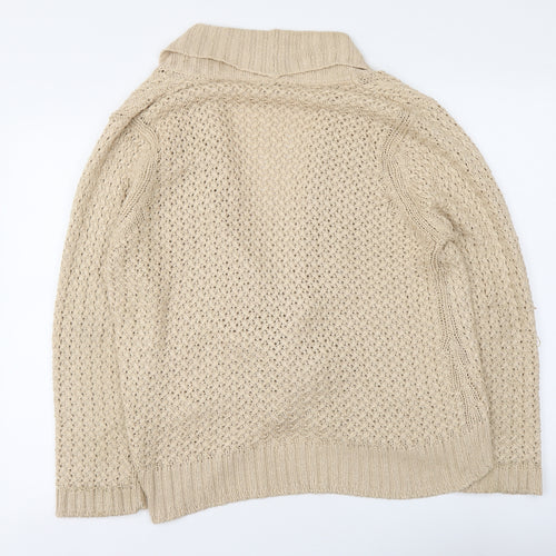 Debenhams Womens Beige V-Neck Acrylic Cardigan Jumper Size 14