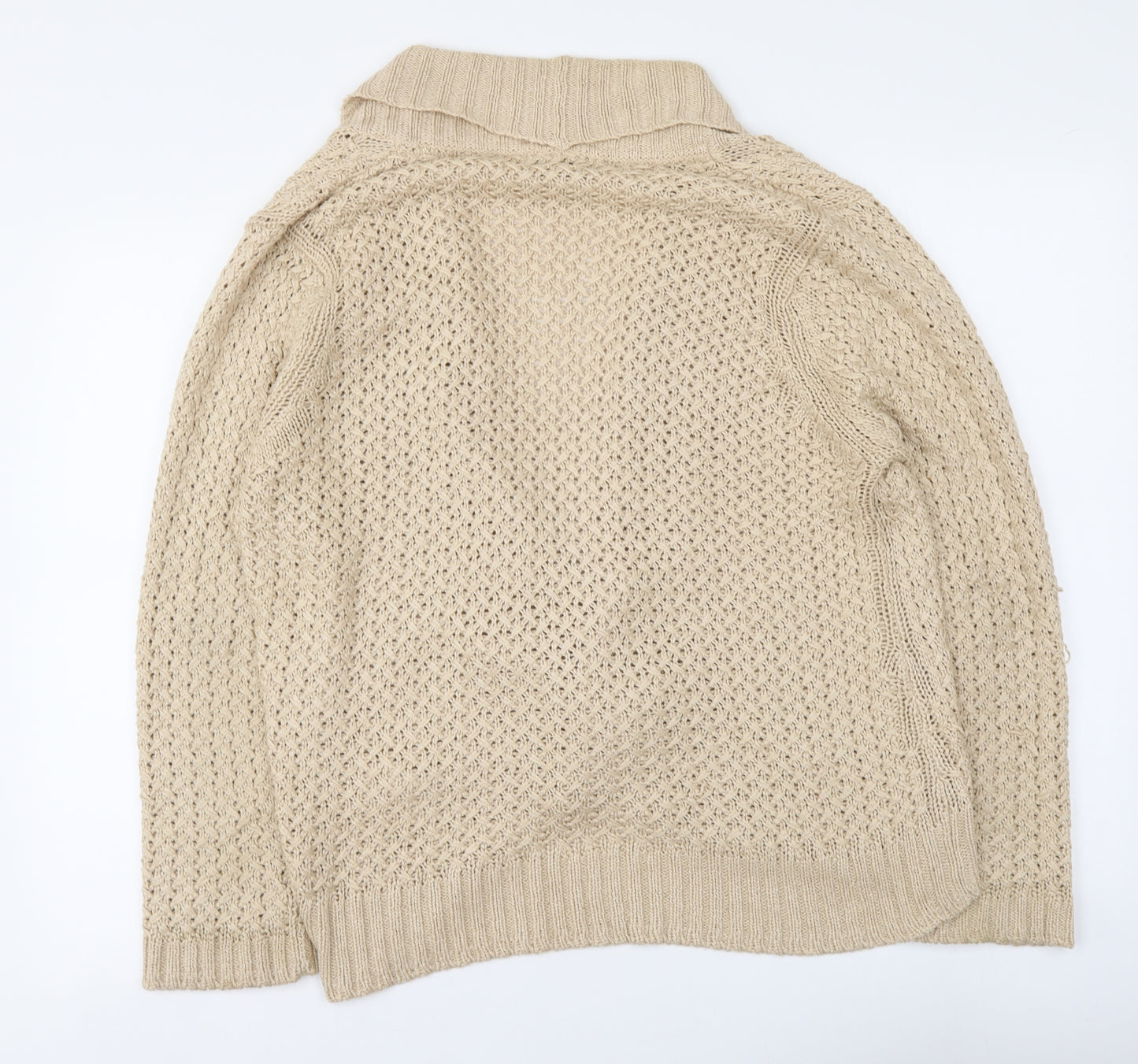 Debenhams Womens Beige V-Neck Acrylic Cardigan Jumper Size 14