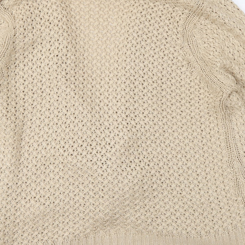 Debenhams Womens Beige V-Neck Acrylic Cardigan Jumper Size 14