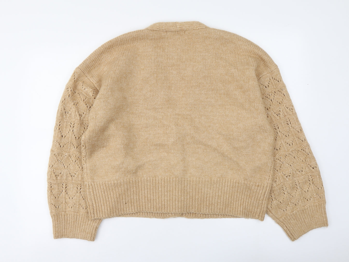George Womens Beige V-Neck Acrylic Cape Jumper Size L