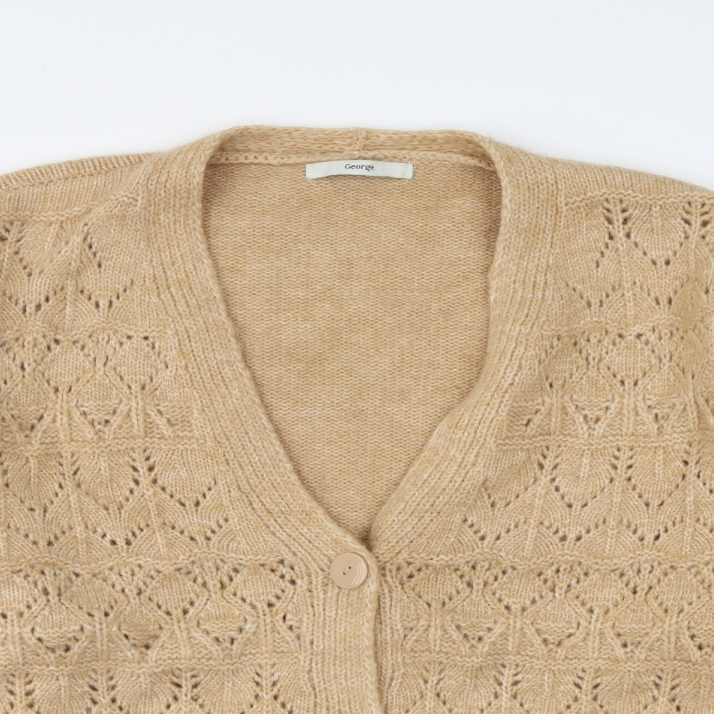 George Womens Beige V-Neck Acrylic Cape Jumper Size L