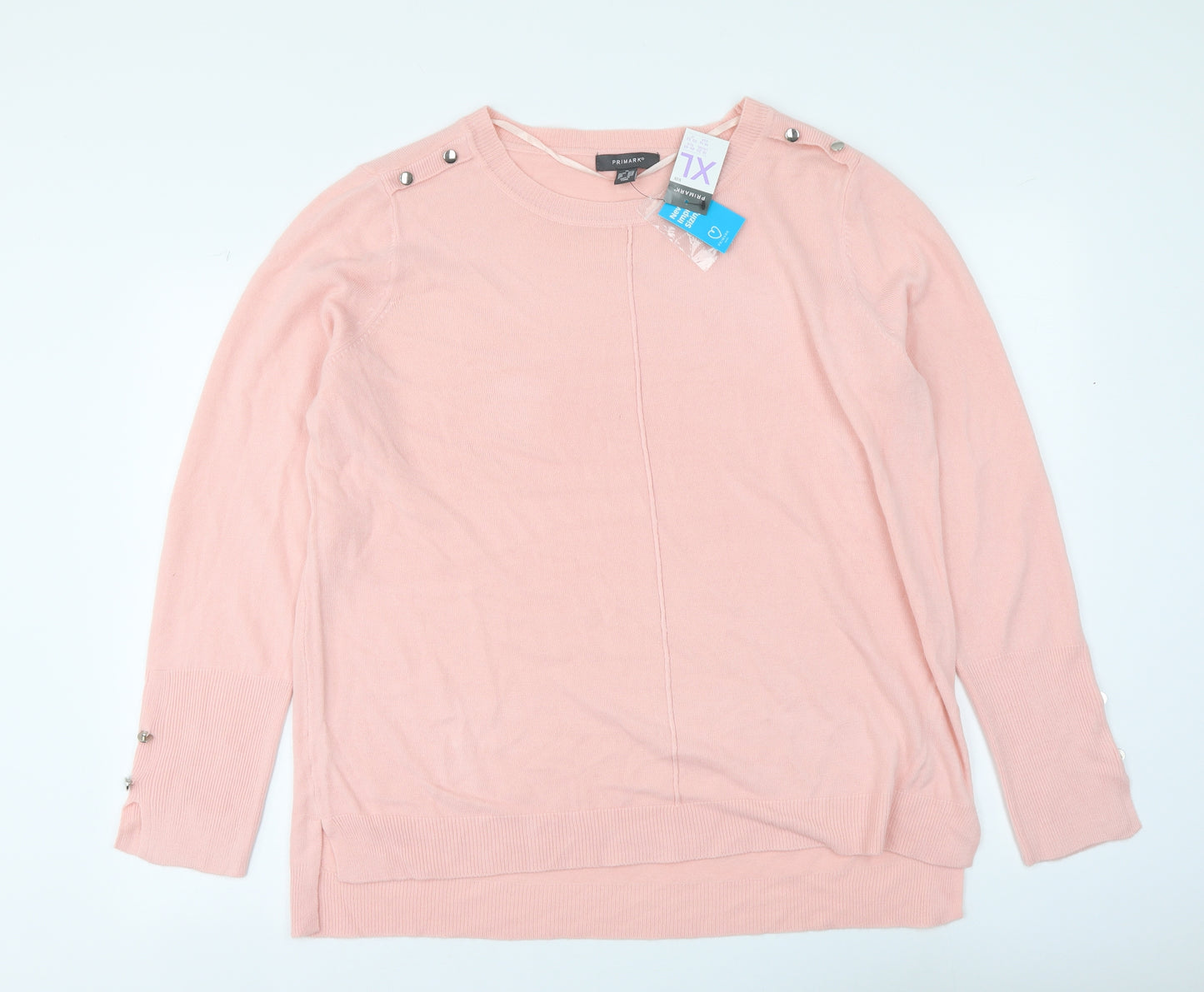 Primark Womens Pink Round Neck Acrylic Pullover Jumper Size XL