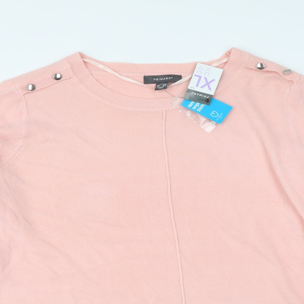 Primark Womens Pink Round Neck Acrylic Pullover Jumper Size XL