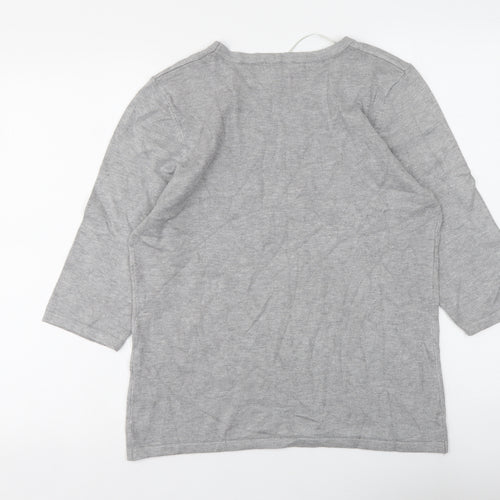 Anna Rose Womens Grey Round Neck Viscose Pullover Jumper Size L
