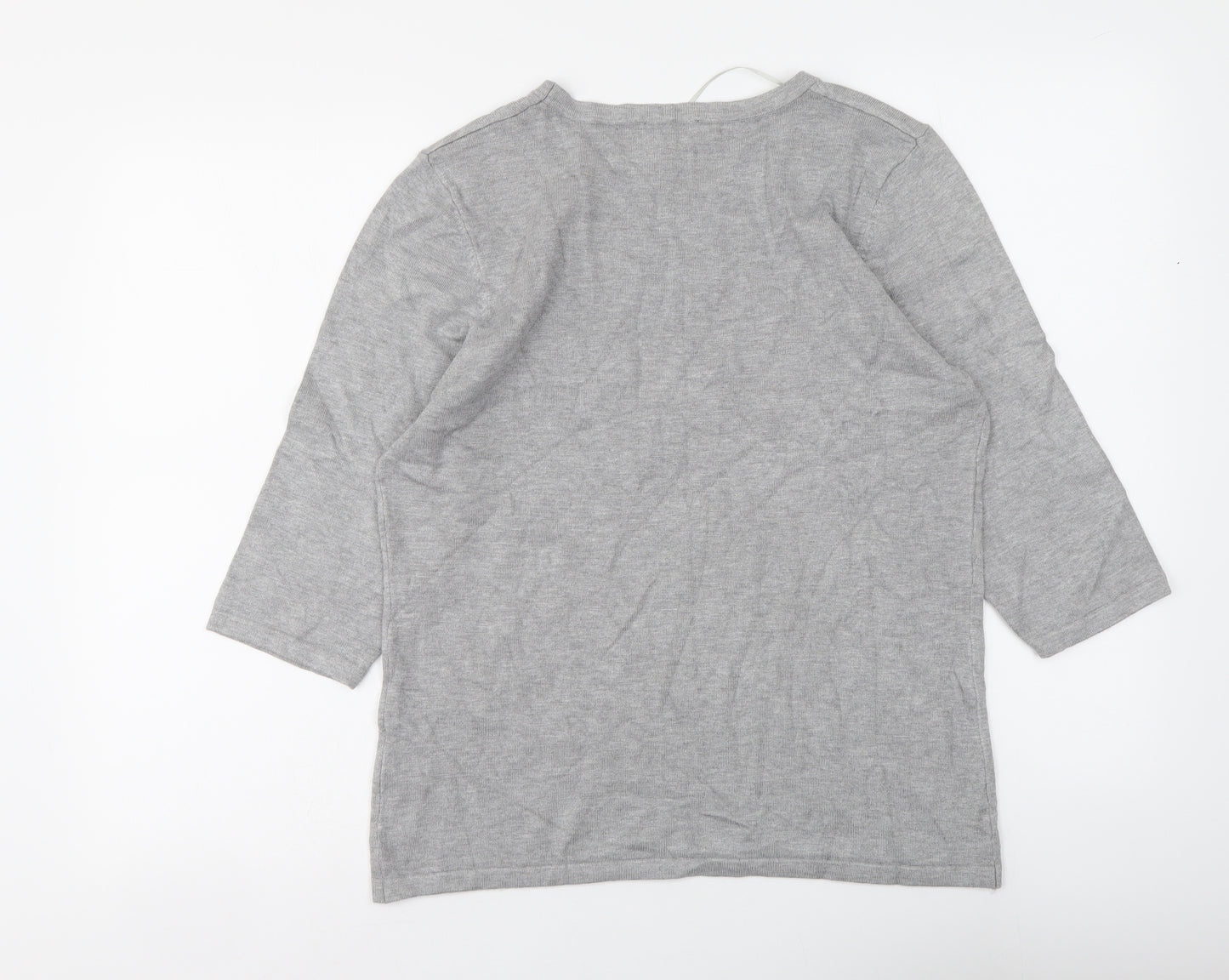 Anna Rose Womens Grey Round Neck Viscose Pullover Jumper Size L