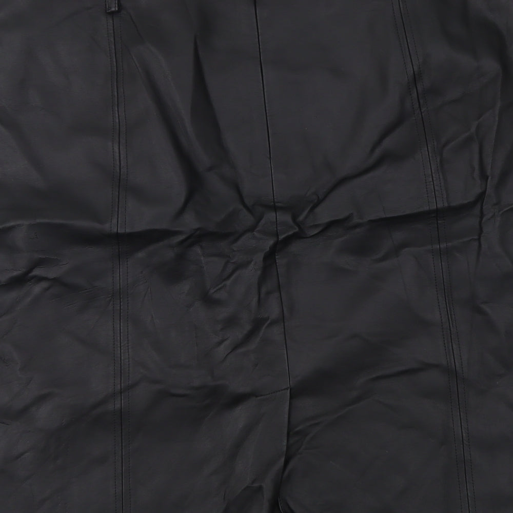 M&Co Womens Black Polyurethane Mini Skirt Size 20 Regular Zip - Faux Leather