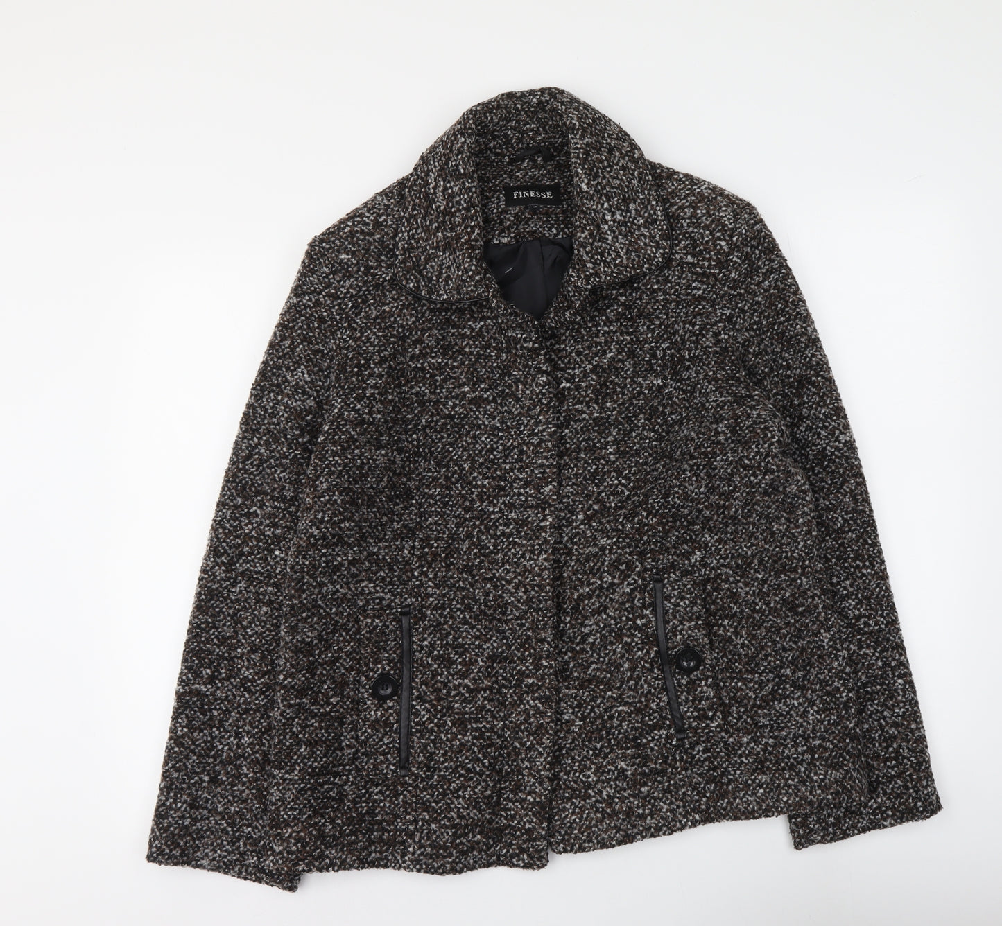 Finesse Womens Brown Jacket Size 14 Button