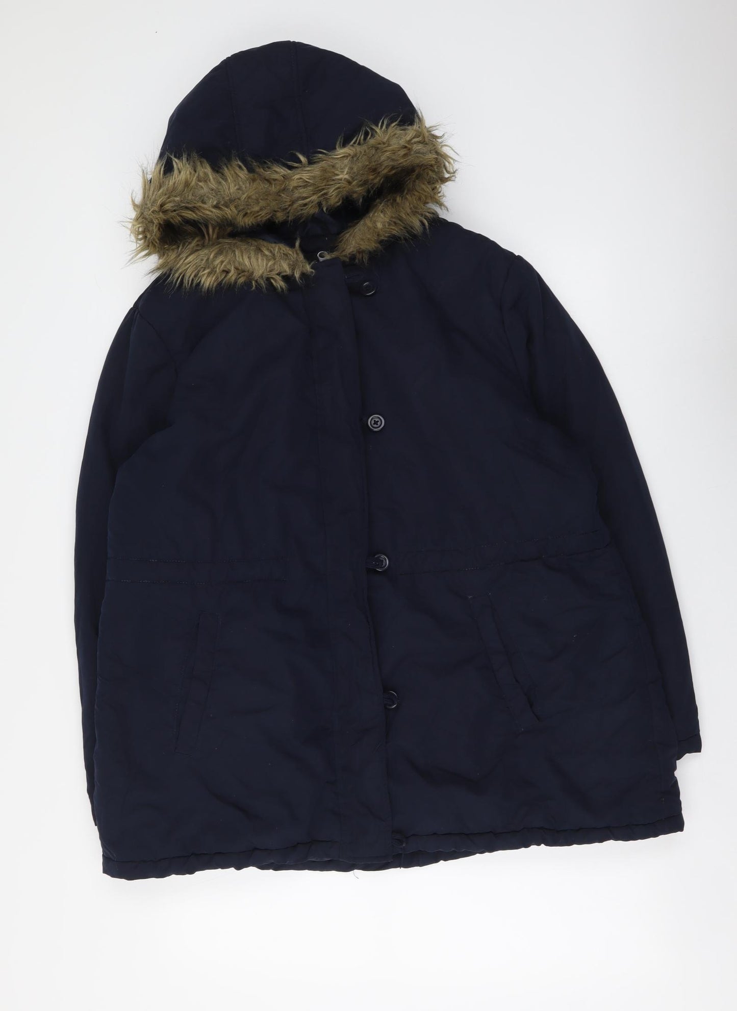 B.You Womens Blue Parka Coat Size 18 Zip