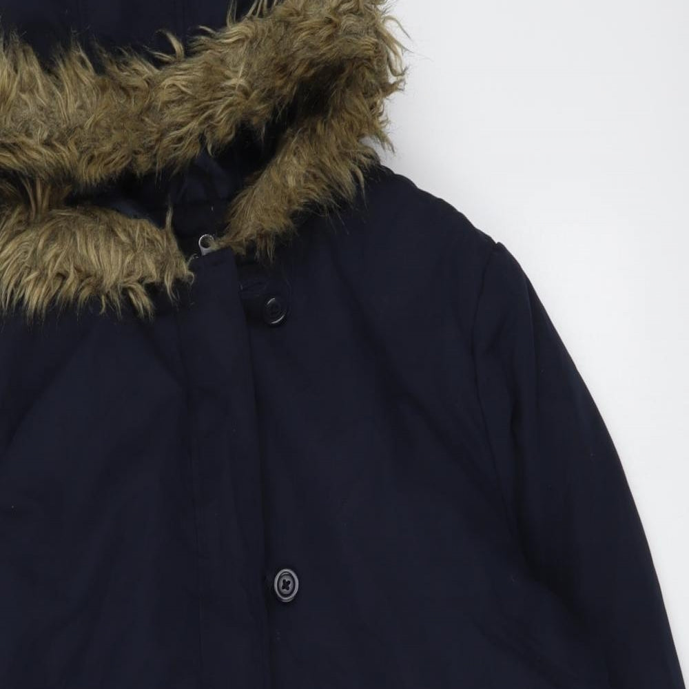 B.You Womens Blue Parka Coat Size 18 Zip