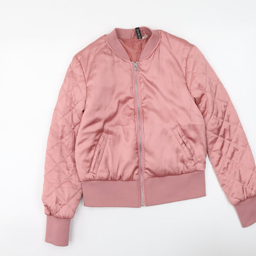 H&M Womens Pink Bomber Jacket Jacket Size 8 Zip