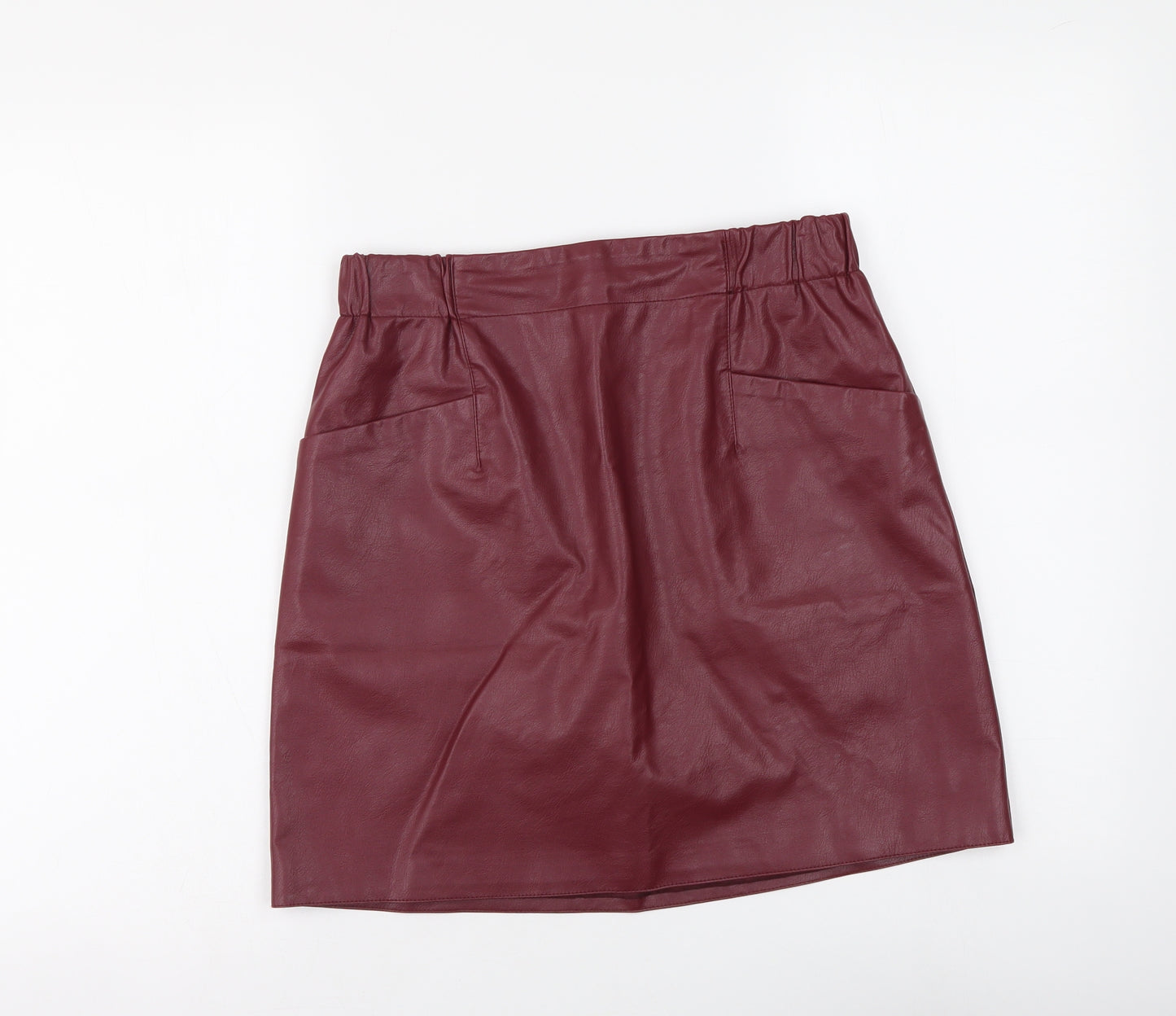 Vetiver Womens Red Polyurethane Mini Skirt Size 10 Drawstring - Faux Leather