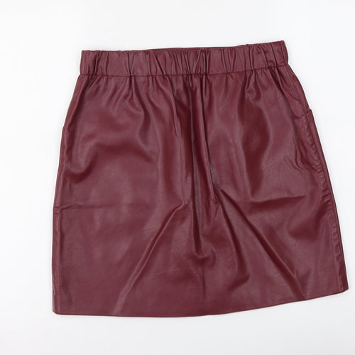 Vetiver Womens Red Polyurethane Mini Skirt Size 10 Drawstring - Faux Leather