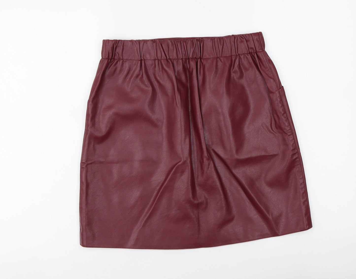 Vetiver Womens Red Polyurethane Mini Skirt Size 10 Drawstring - Faux Leather
