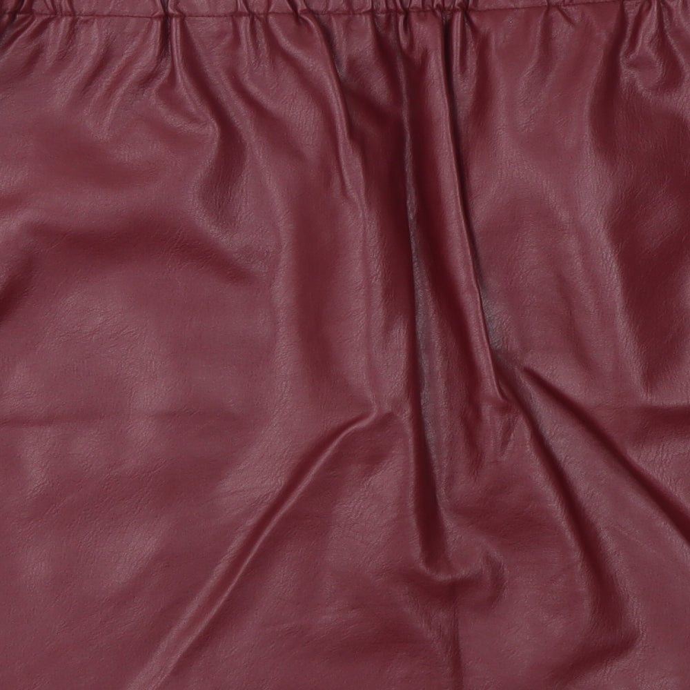 Vetiver Womens Red Polyurethane Mini Skirt Size 10 Drawstring - Faux Leather