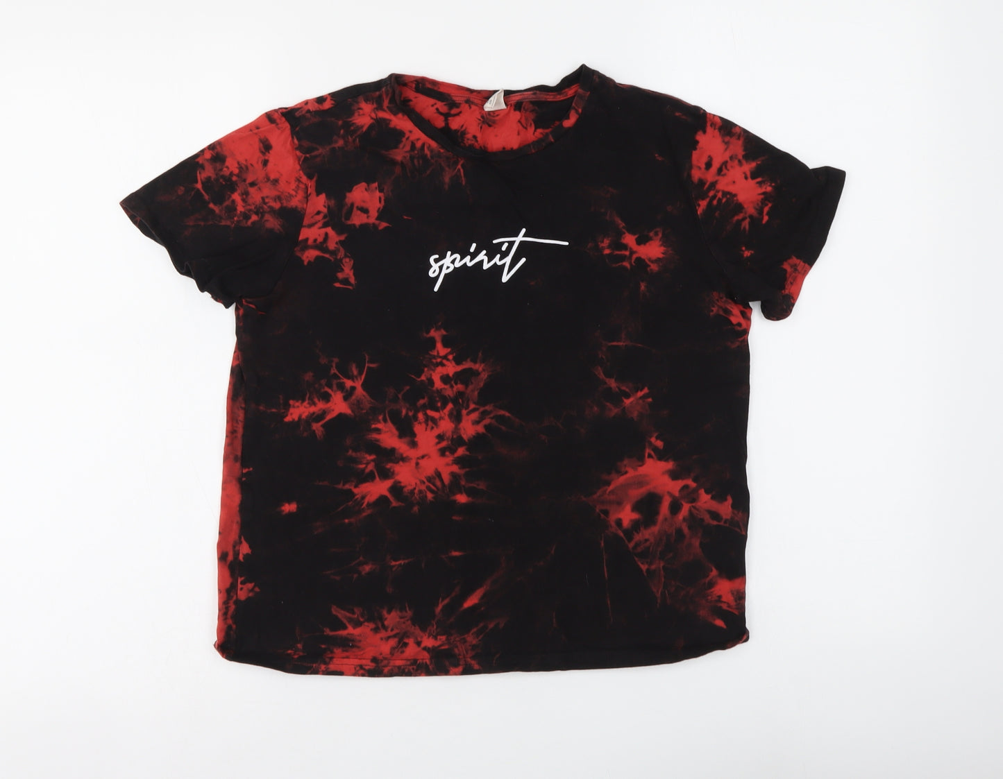 SheIn Boys Red Geometric Cotton Basic T-Shirt Size 11-12 Years Round Neck Pullover - Tie Dye Spirit