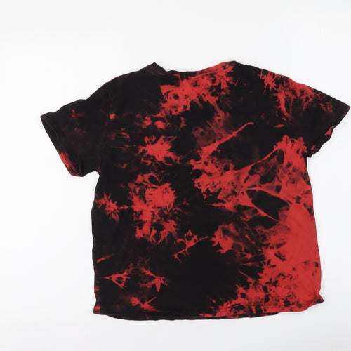 SheIn Boys Red Geometric Cotton Basic T-Shirt Size 11-12 Years Round Neck Pullover - Tie Dye Spirit