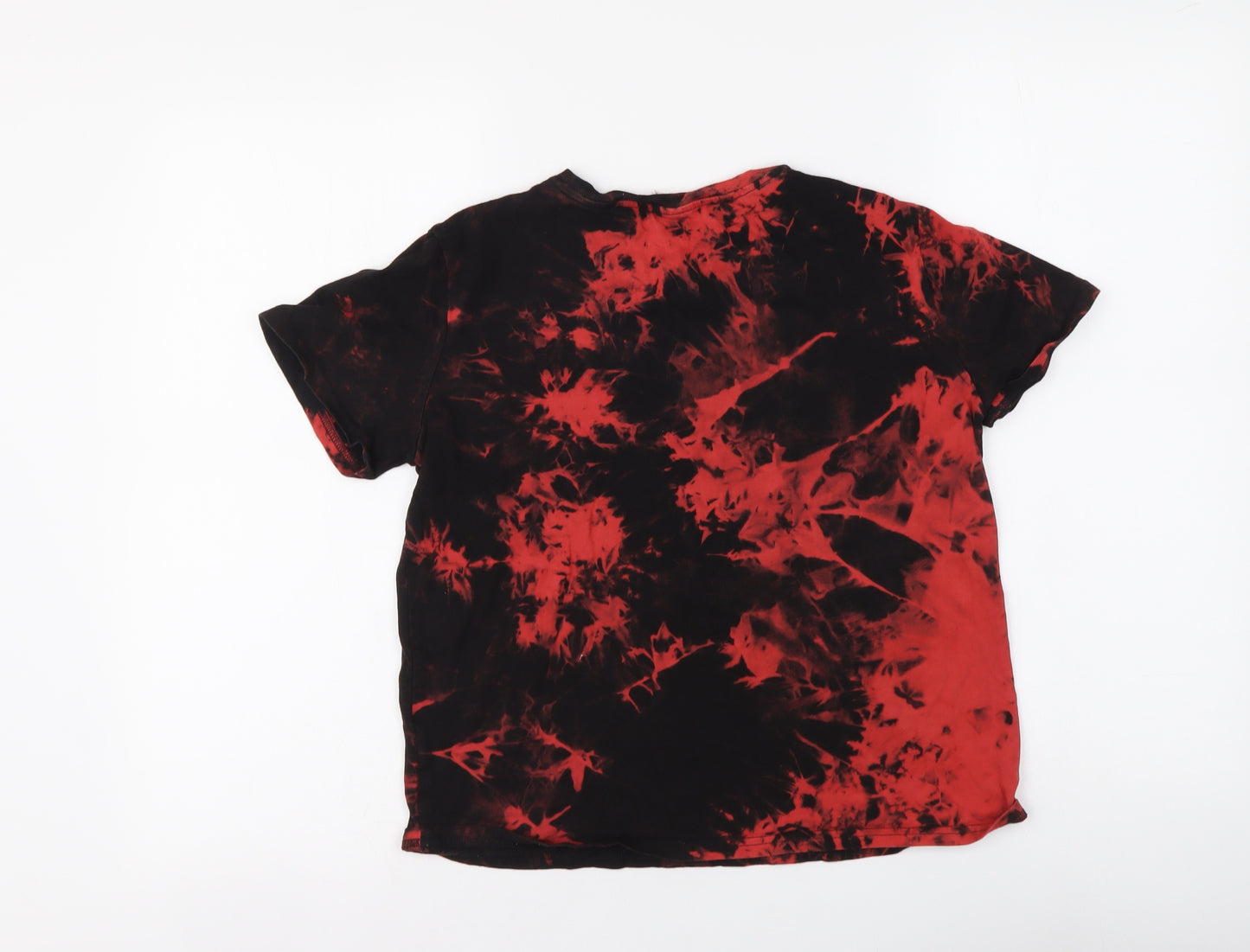SheIn Boys Red Geometric Cotton Basic T-Shirt Size 11-12 Years Round Neck Pullover - Tie Dye Spirit