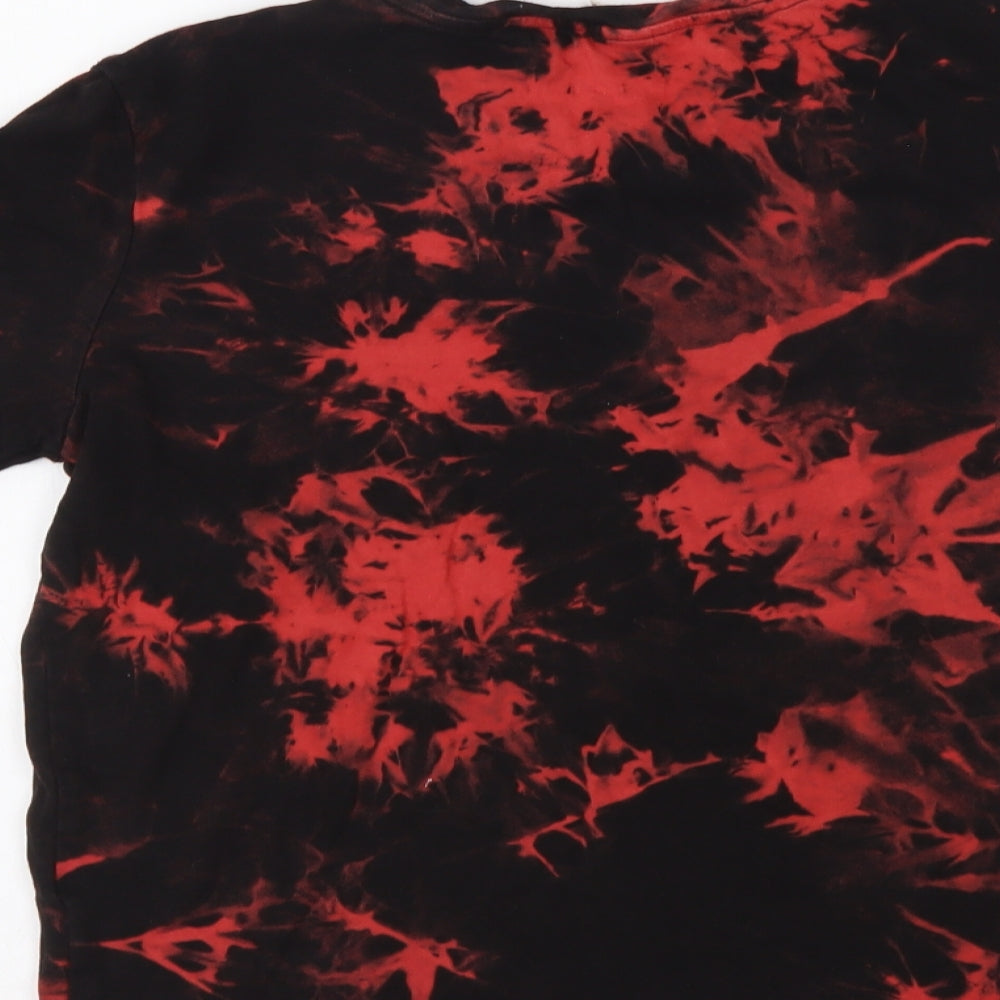 SheIn Boys Red Geometric Cotton Basic T-Shirt Size 11-12 Years Round Neck Pullover - Tie Dye Spirit