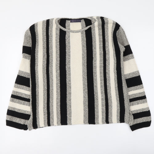 Marks and Spencer Womens Multicoloured Round Neck Striped Acrylic Pullover Jumper Size M