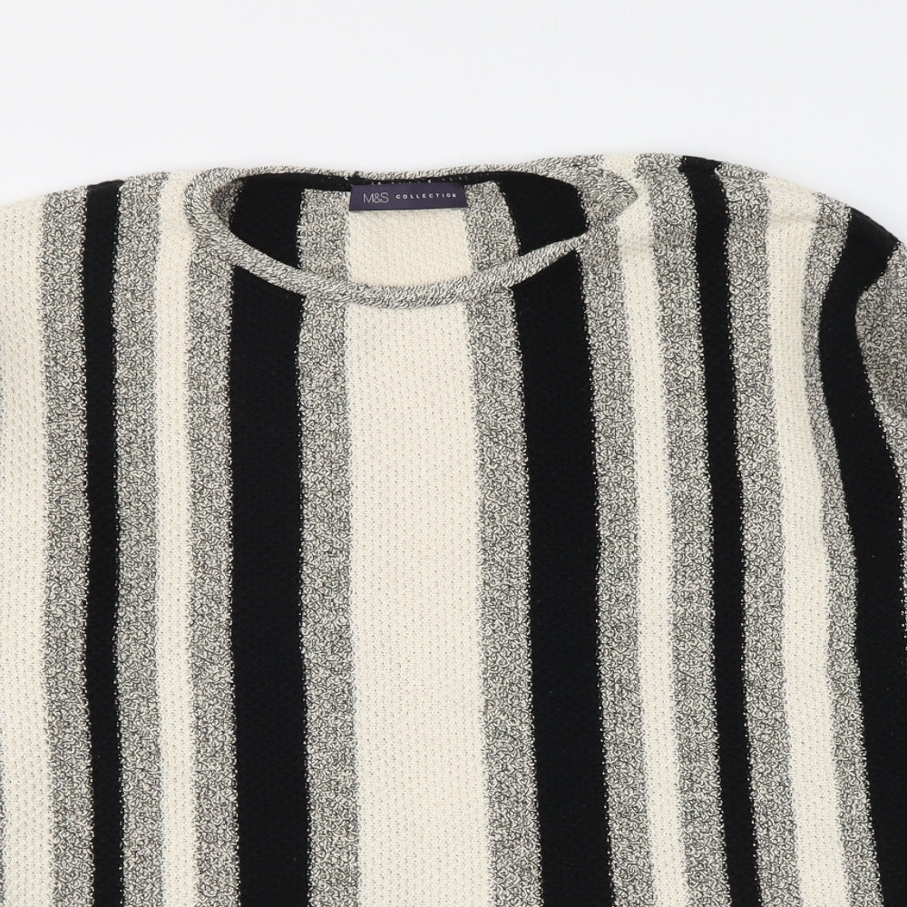 Marks and Spencer Womens Multicoloured Round Neck Striped Acrylic Pullover Jumper Size M