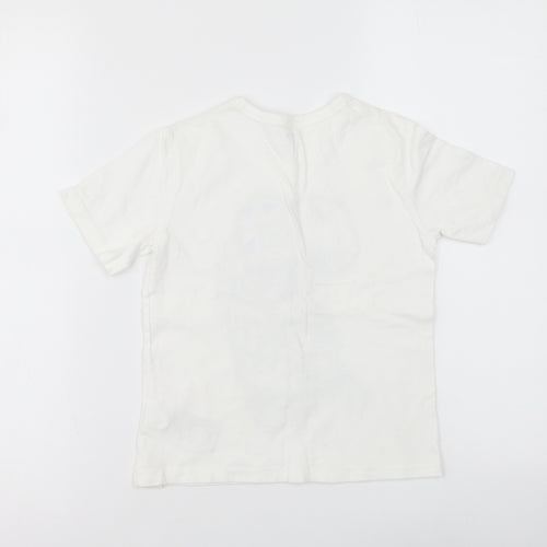 Gap Boys White Cotton Basic Polo Size 5 Years Round Neck Pullover - Dinosaur