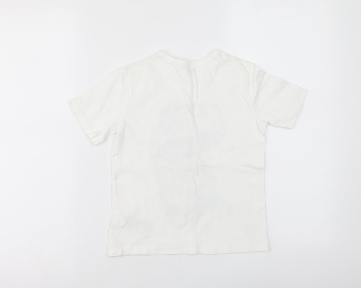Gap Boys White Cotton Basic Polo Size 5 Years Round Neck Pullover - Dinosaur