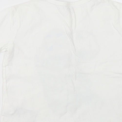 Gap Boys White Cotton Basic Polo Size 5 Years Round Neck Pullover - Dinosaur