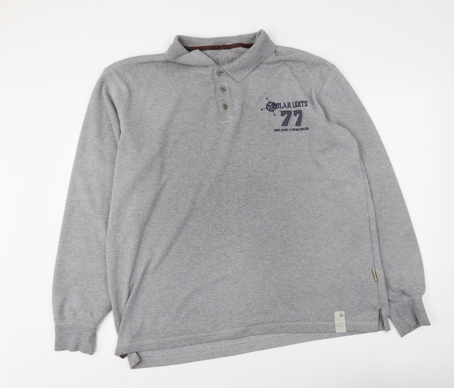 Polar Lights Mens Grey Cotton Polo Size 2XL Collared Button