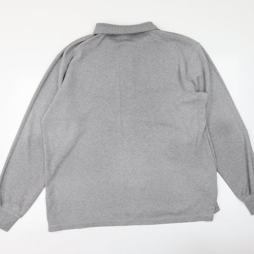 Polar Lights Mens Grey Cotton Polo Size 2XL Collared Button