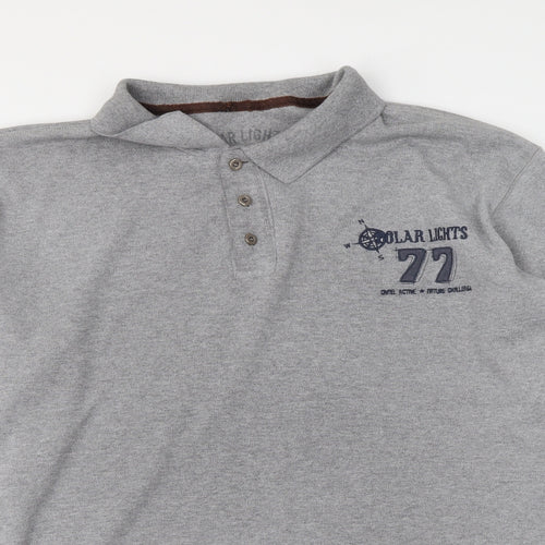 Polar Lights Mens Grey Cotton Polo Size 2XL Collared Button
