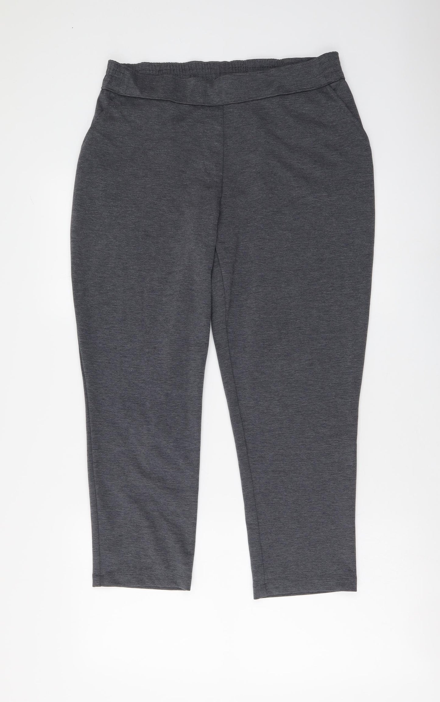 Bonmarché Womens Grey Polyester Cropped Trousers Size 14 L25 in Regular Drawstring