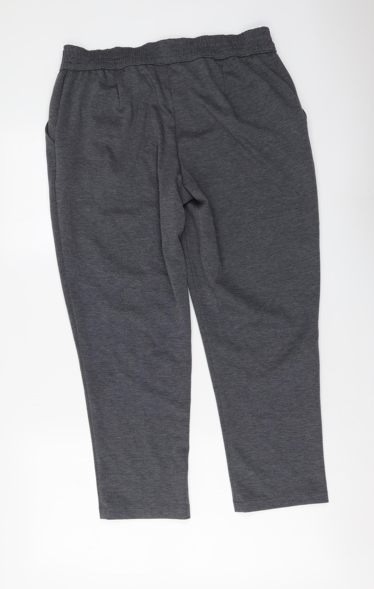 Bonmarché Womens Grey Polyester Cropped Trousers Size 14 L25 in Regular Drawstring
