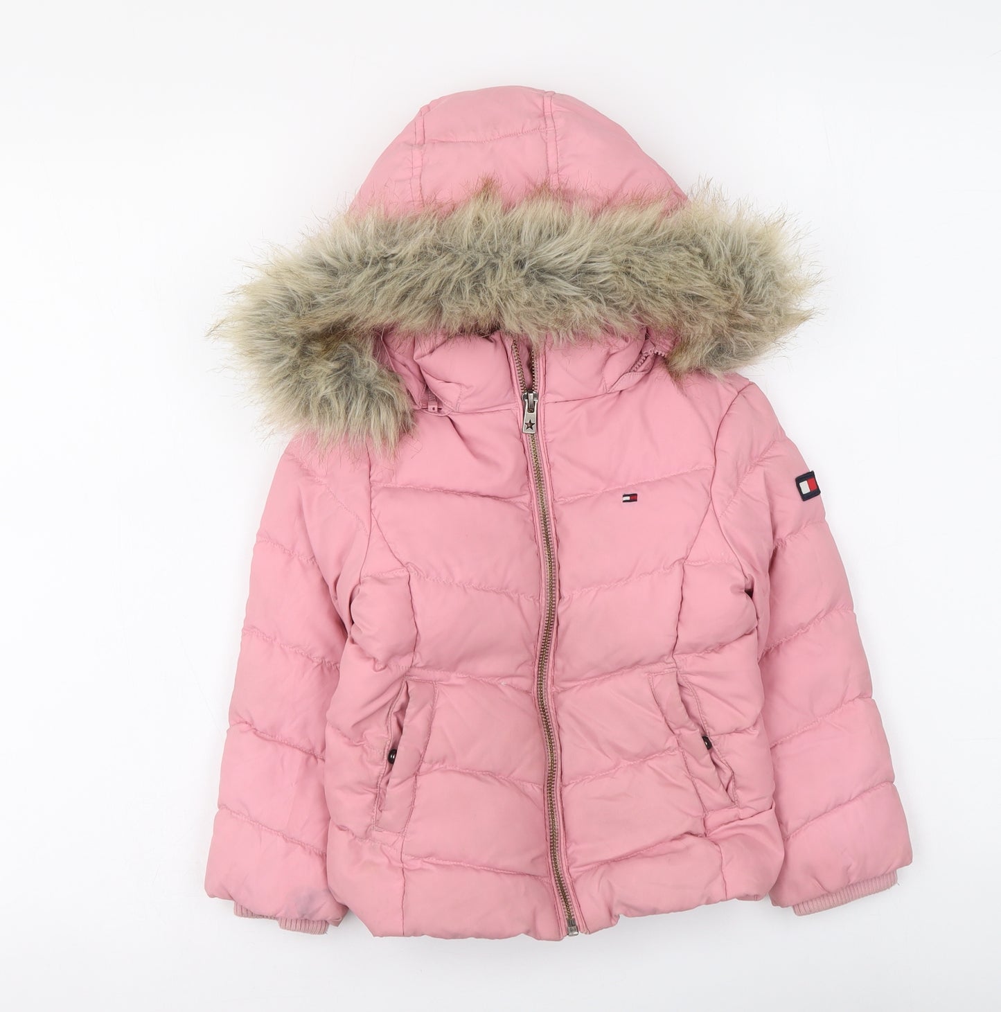 Tommy Hilfiger Girls Pink Jacket Coat Size 4 Years Zip