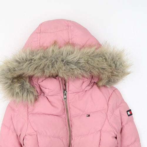 Tommy Hilfiger Girls Pink Jacket Coat Size 4 Years Zip