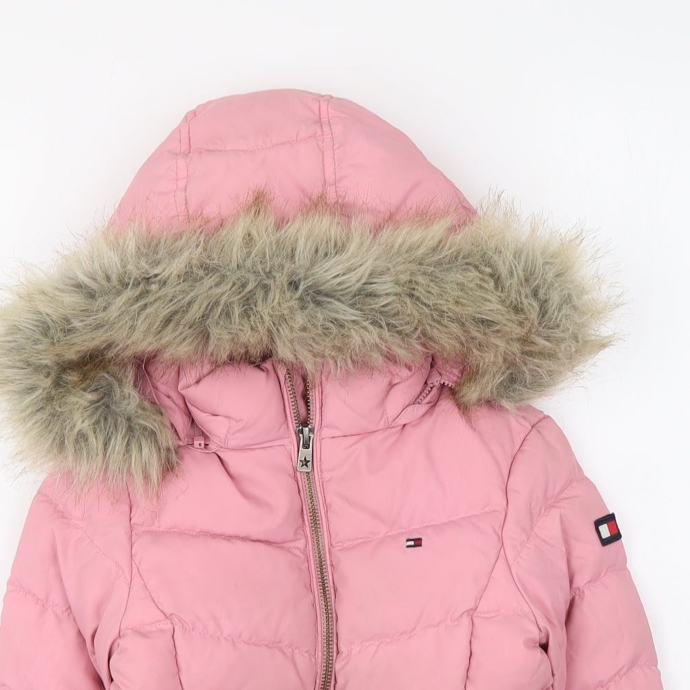 Tommy Hilfiger Girls Pink Jacket Coat Size 4 Years Zip