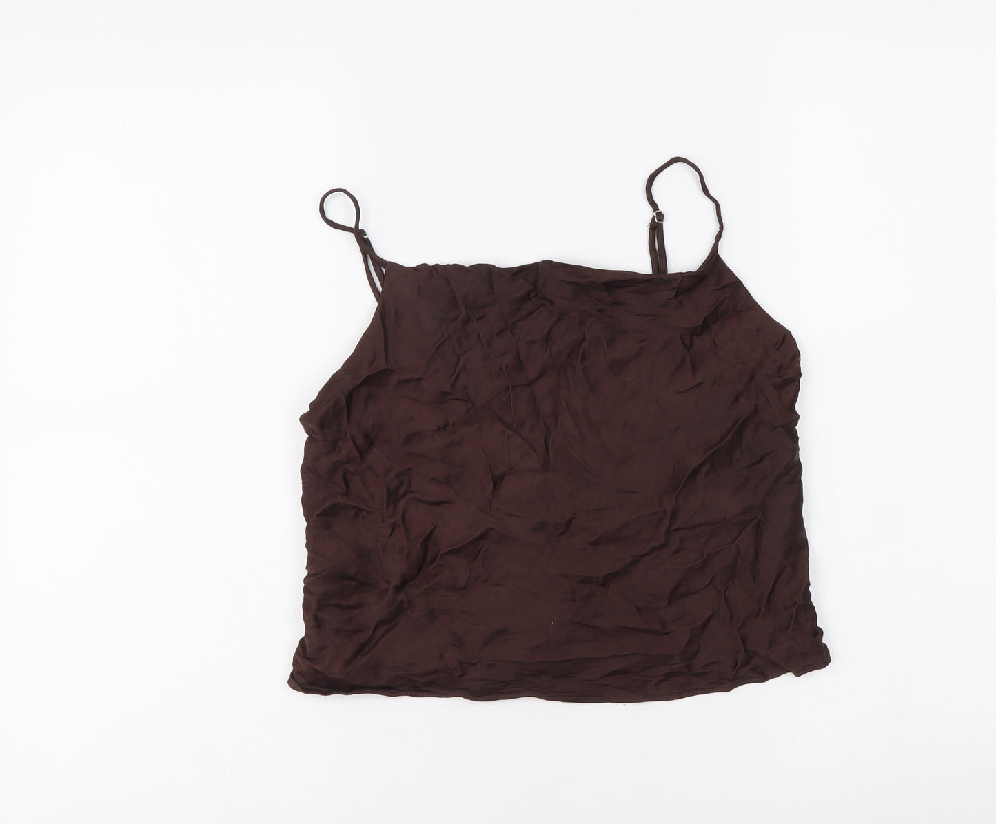 Zara Womens Brown Polyester Cropped Tank Size S Square Neck