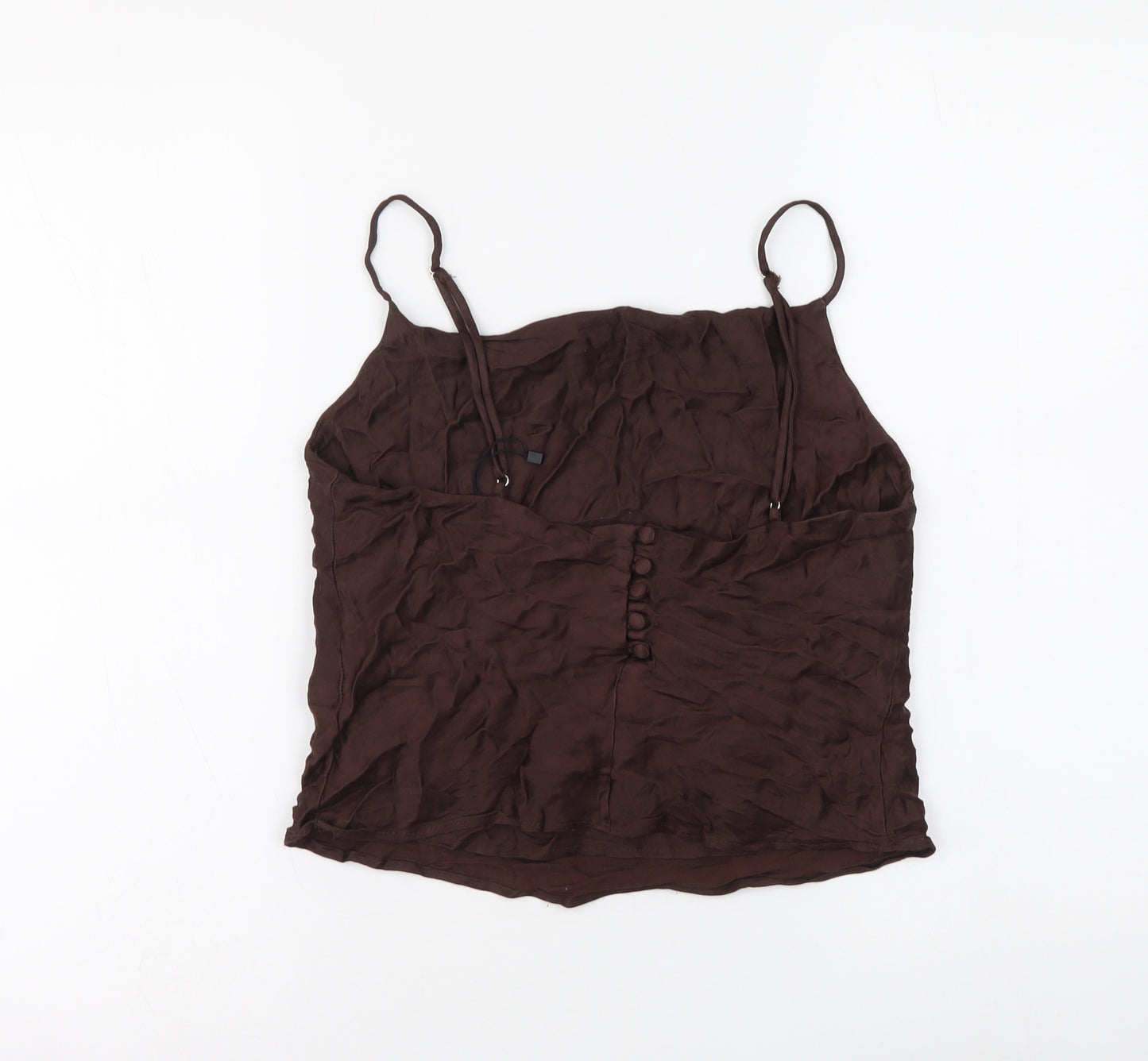 Zara Womens Brown Polyester Cropped Tank Size S Square Neck