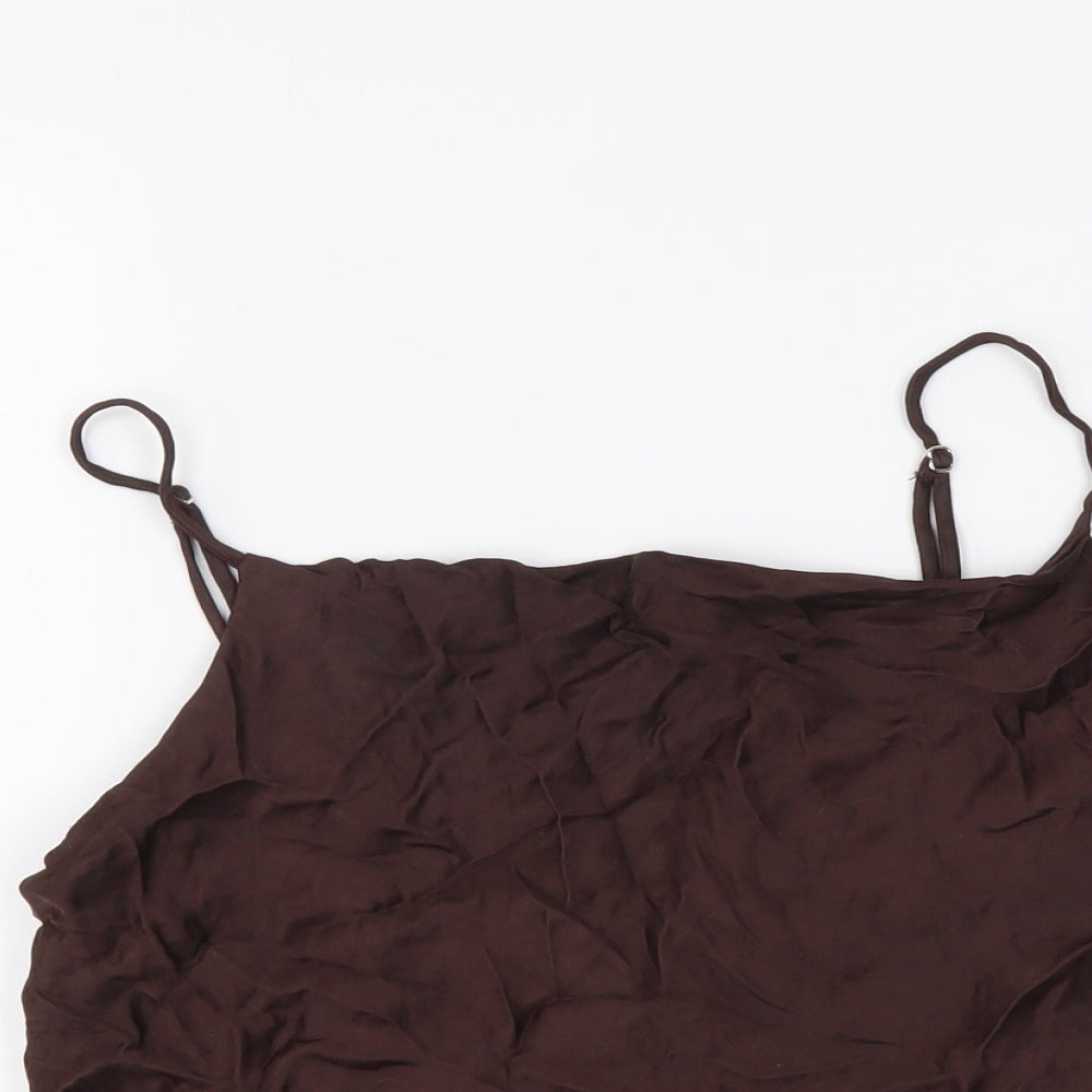Zara Womens Brown Polyester Cropped Tank Size S Square Neck